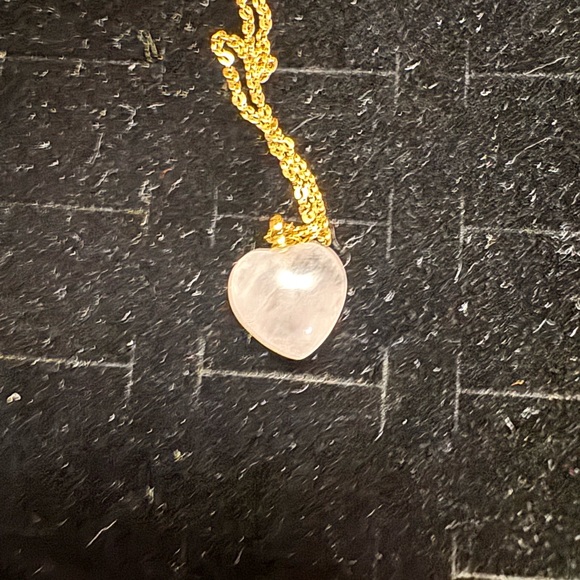 Rose Quartz Heart Pendant & Gold Necklace - Picture 3 of 6